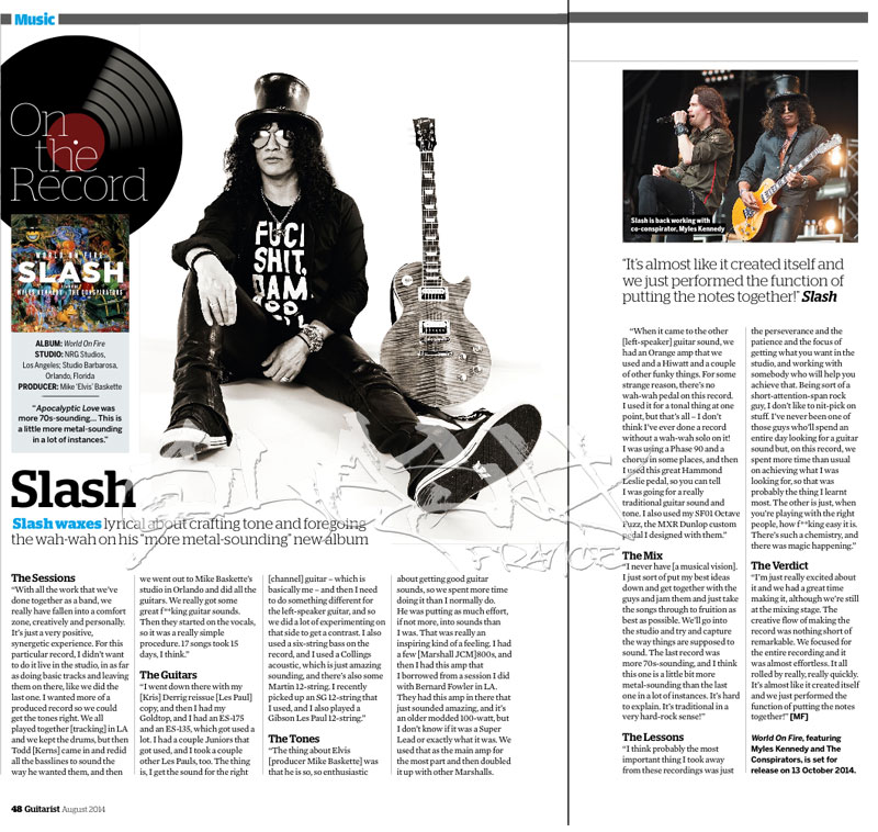Slash france guitarist magazine 2014 august world on fire