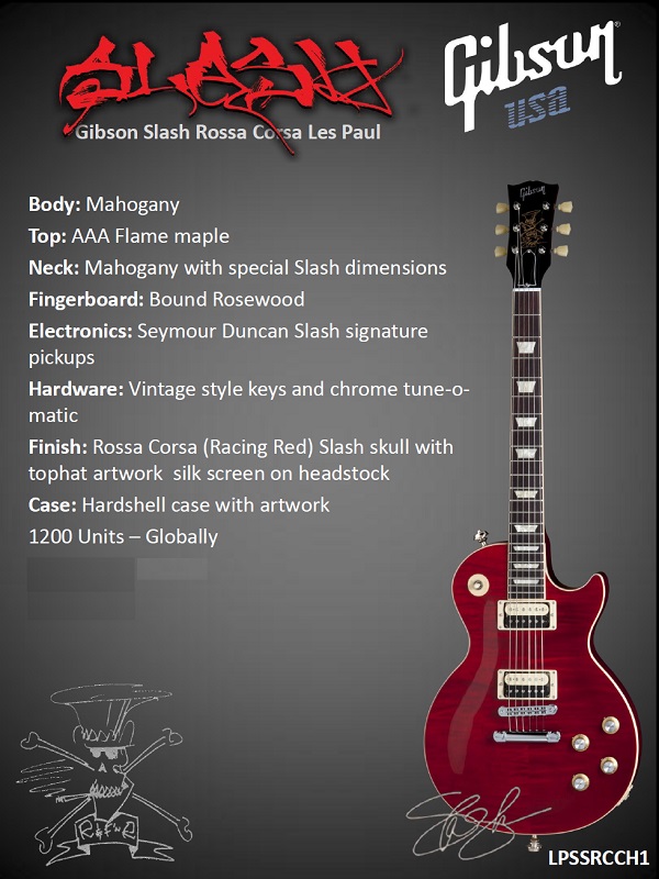 Slash france gibson rosso corsa 2013 signature usa afd red